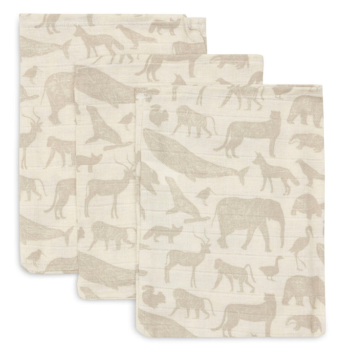 Jollein - Washcloth Set - Animals Nougat (3 Pack)