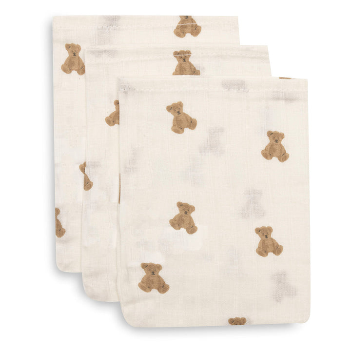 Jollein - Washcloth Muslin 15x20cm - Mini Teddy Bear (3 Pack)