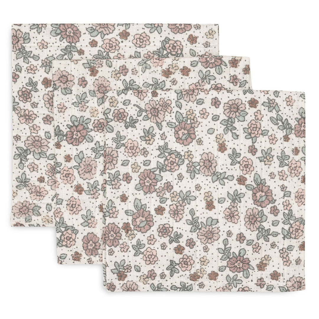 Jollein - Muslin Mouth Cloth 31 x 31cm - Retro Flowers (3 Pack)