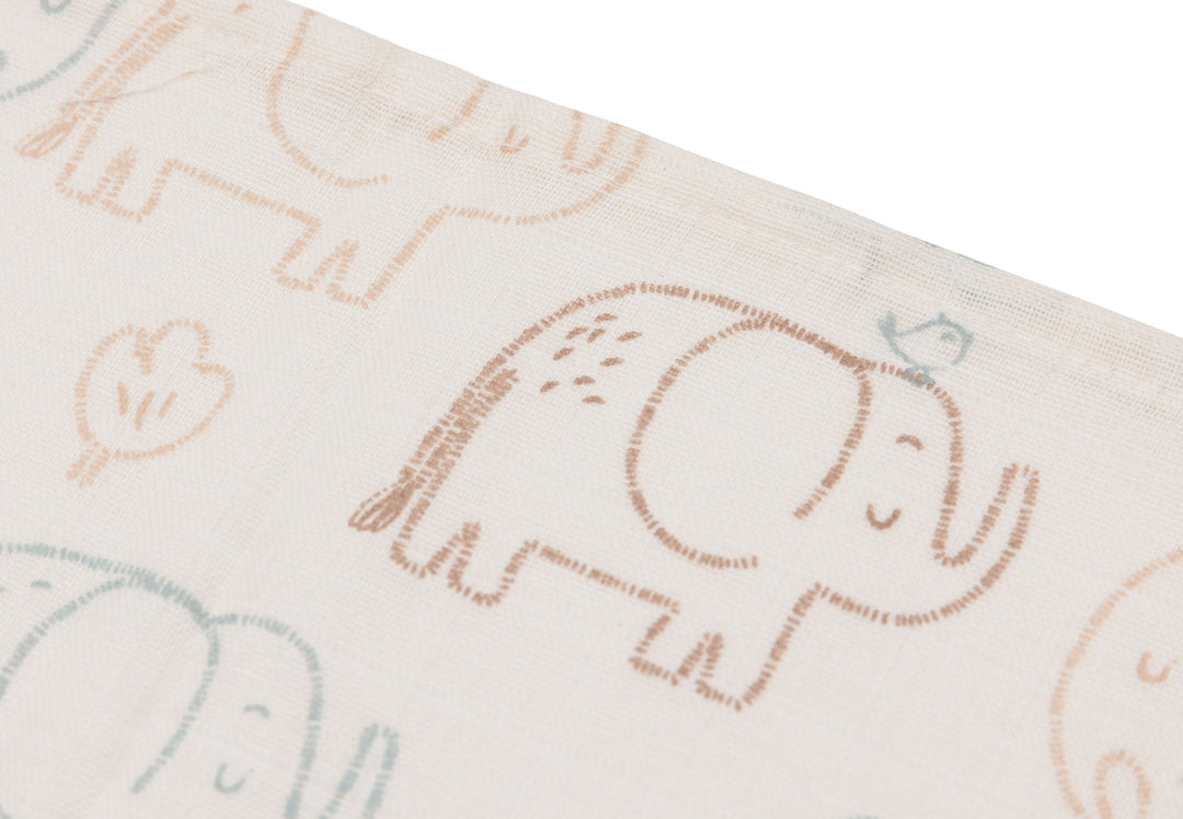 Jollein - Mouth Cloth Muslin 31x31cm - Elephant Tales - 3 Pack