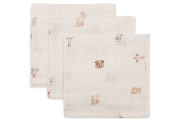 Jollein - Mouth Cloth Muslin 31x31cm - Animal Friends - 3 Pack