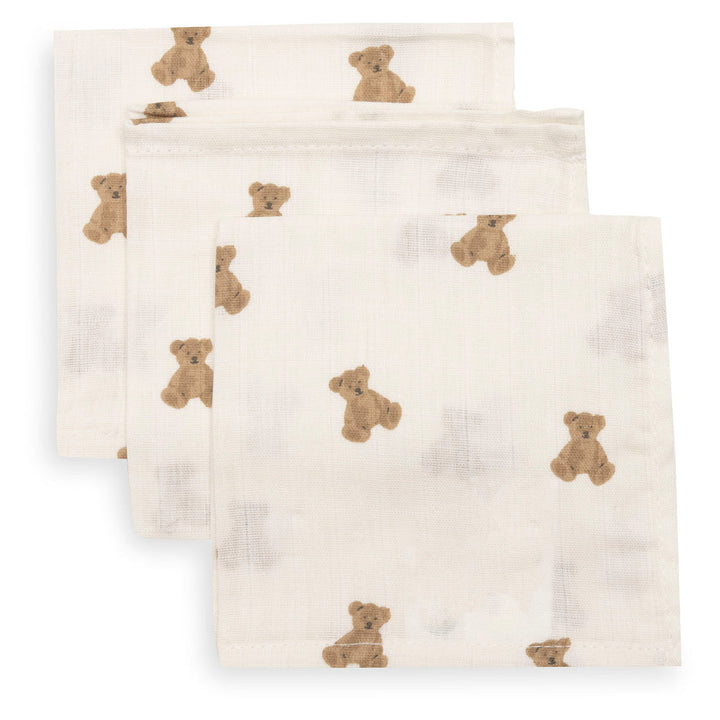 Jollein - Mouth Cloth Muslin 31x31cm - Mini Teddy Bear (3 Pack)