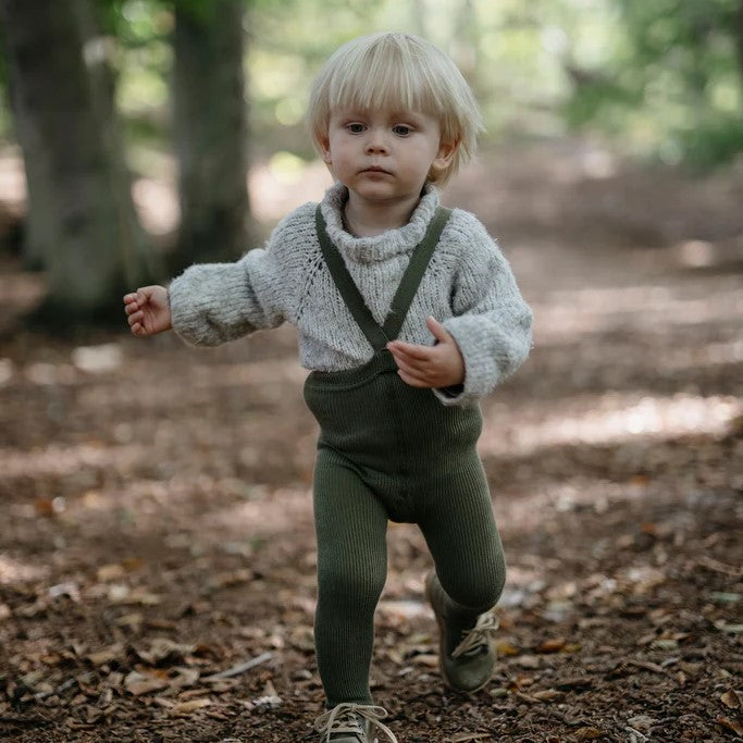 Silly Salis - Footed Cotton Tights -Olive Blend