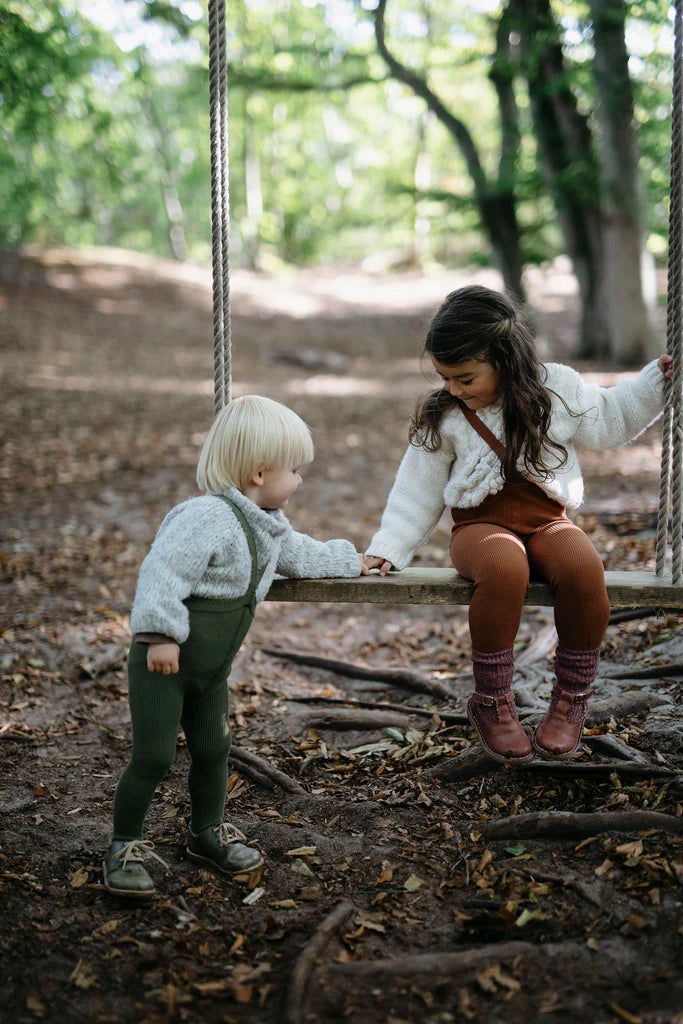 Silly Salis - Footed Cotton Tights -Olive Blend