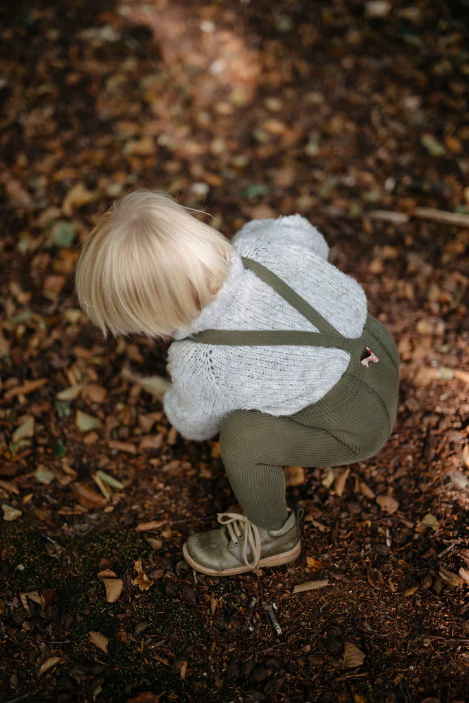 Silly Salis - Footed Cotton Tights -Olive Blend