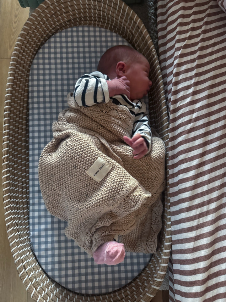 Mabel & Fox - Basket Changing Mat - Blue Gingham