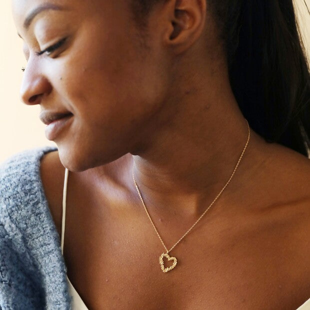 Lisa Angel - Floral Heart Pendant Necklace - Gold