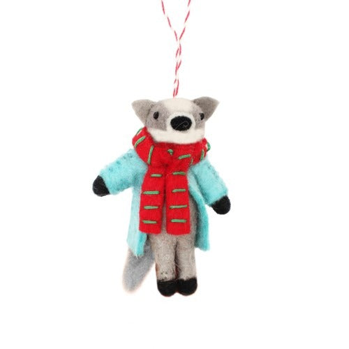 Fiona Walker - Christmas Decoration - Festive Forest Badger - Mabel & Fox