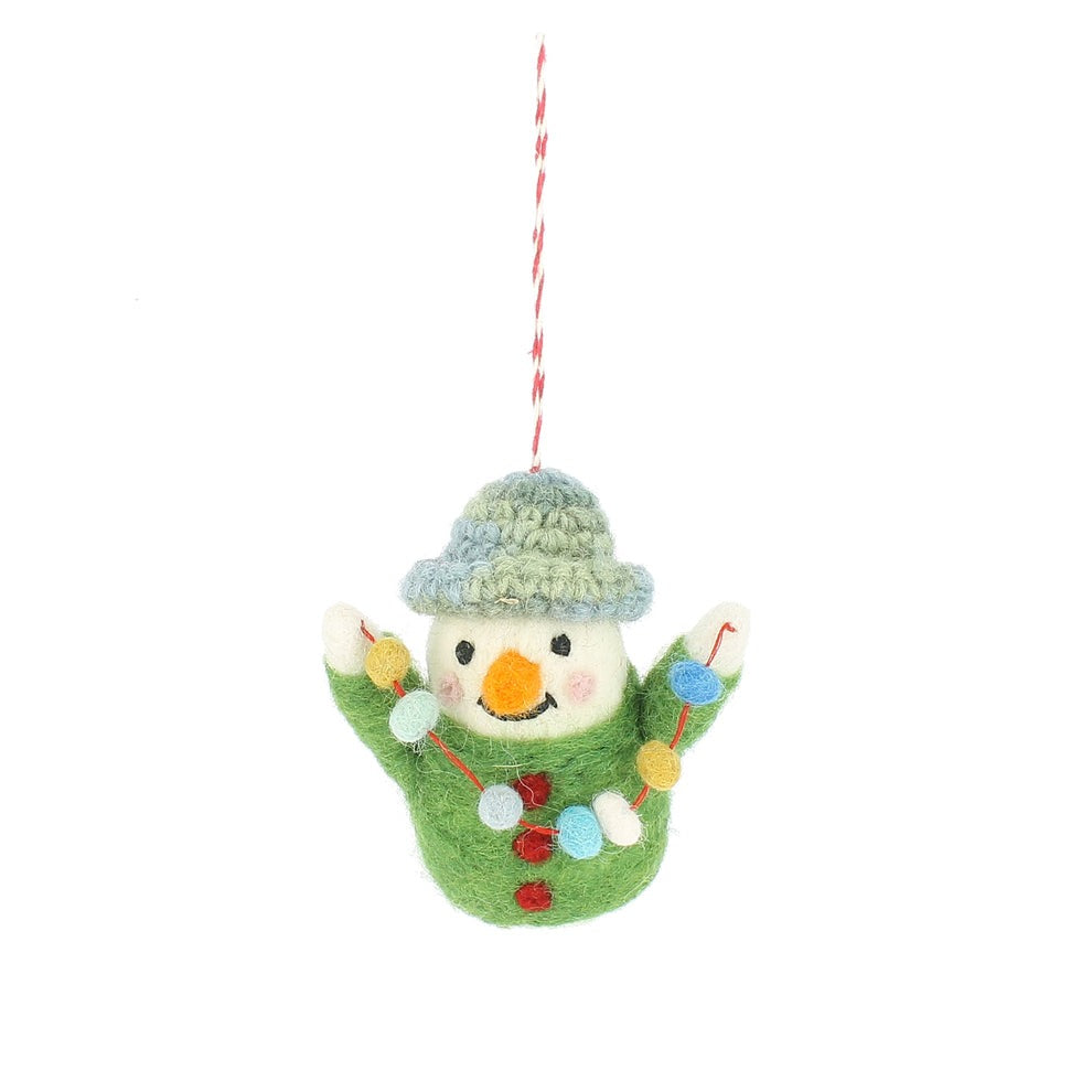 Fiona Walker - Christmas Decoration - Snowman with Garland - Mabel & Fox