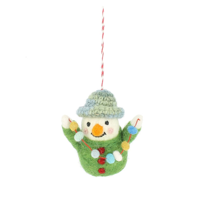 Fiona Walker - Christmas Decoration - Snowman with Garland - Mabel & Fox