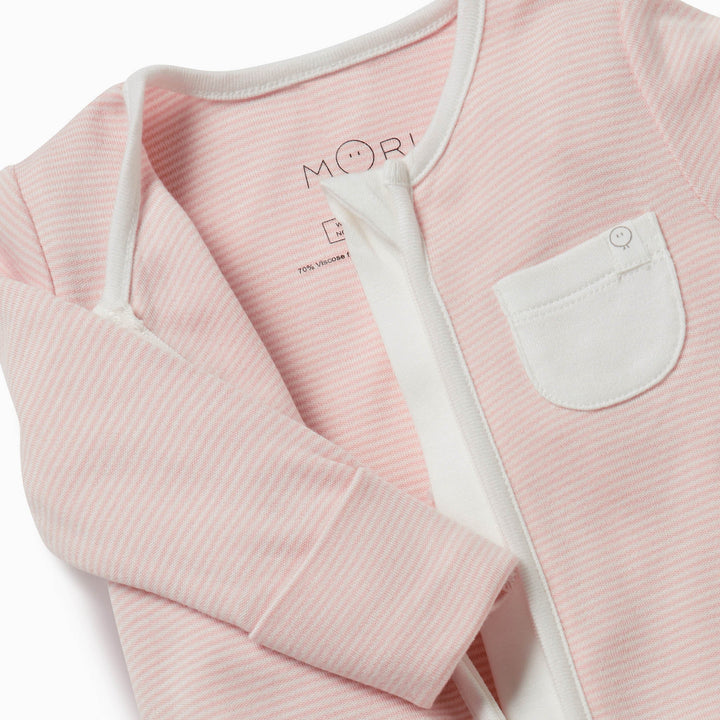 Baby Mori-Clever Zip Sleepsuit- Blush Stripe