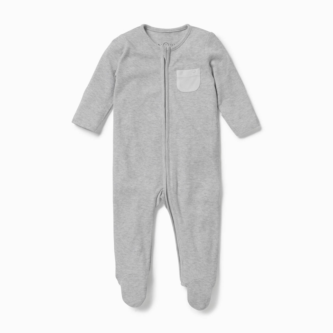 Baby Mori-Clever Zip Sleepsuit-Grey