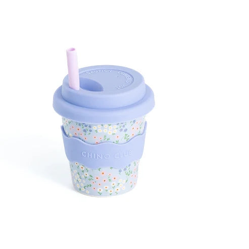 Chino Club – Babychino Cup 4oz (Straws Sold Separately) – Blue Floral - Mabel & Fox