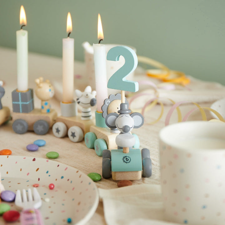 Bieco Spielwaren - Wooden Birthday Train - Scandi