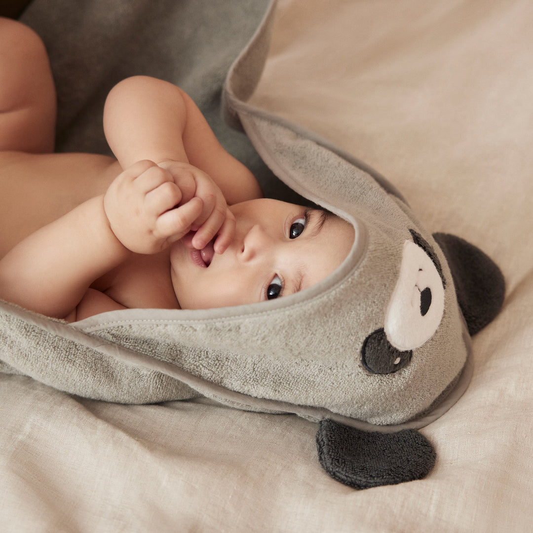 Baby Mori- Hooded Baby Bath Towel-Panda Grey
