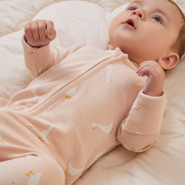 Baby Mori -Clever Zip Sleepsuit - Peach Duck