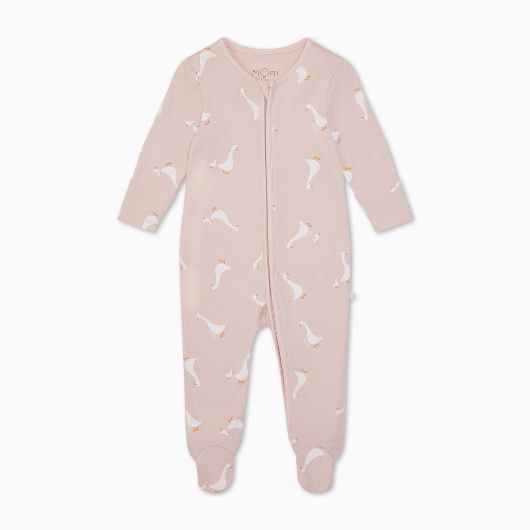 Baby Mori -Clever Zip Sleepsuit - Peach Duck