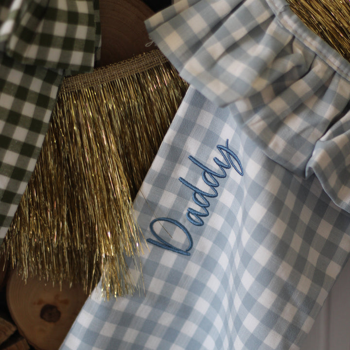 Mabel & Fox - Personalised Blue Gingham Stocking - Embroidered