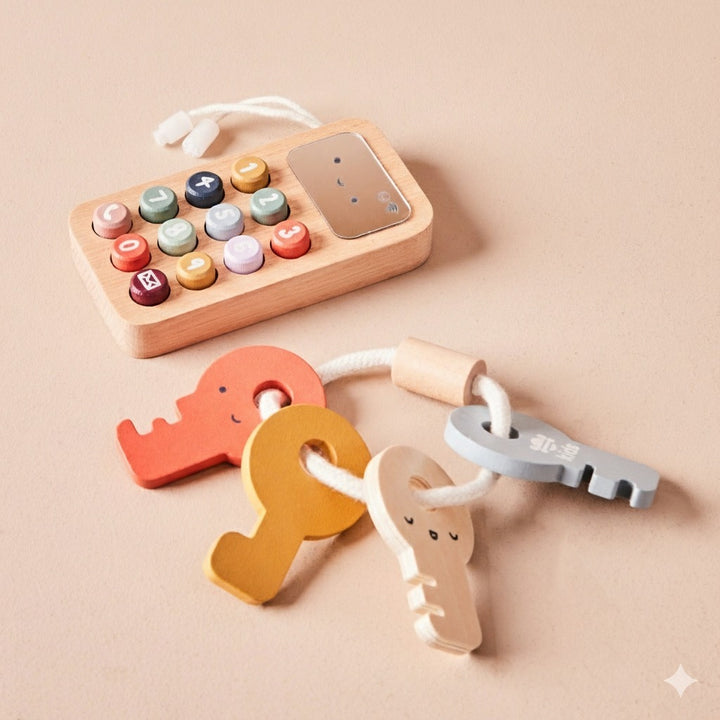 Just Bee Kids - Wooden Phone & Keys Toy Set
