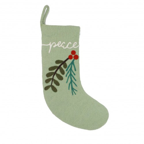 Fiona Walker - Felt Stocking - Peace (Green) - Mabel & Fox