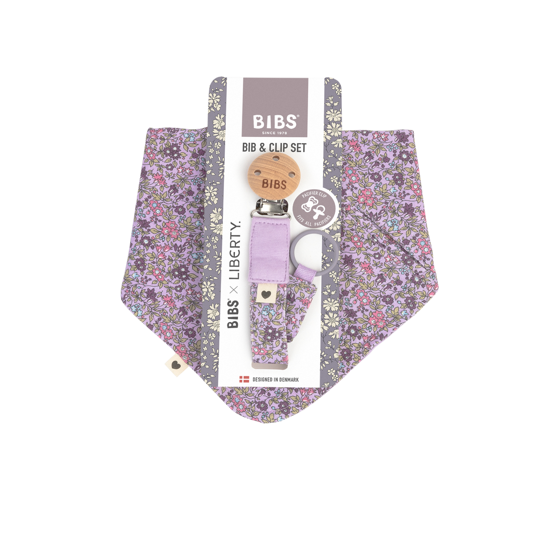 Bibs x Liberty - Bandana Bib and Clip Set - Violet Sky