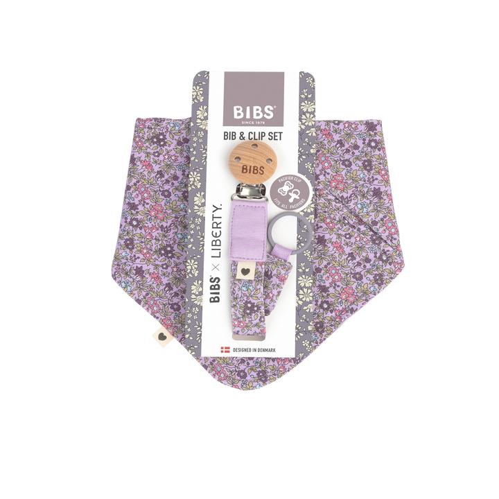Bibs x Liberty - Bandana Bib and Clip Set - Violet Sky