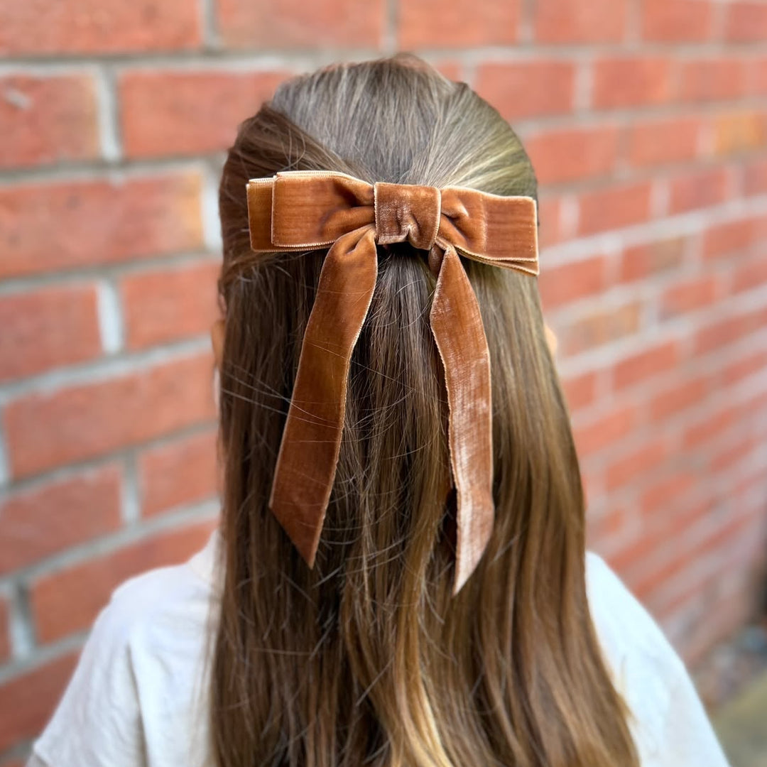 Mabel & Fox - Hair Bow Clip - Brown Velvet