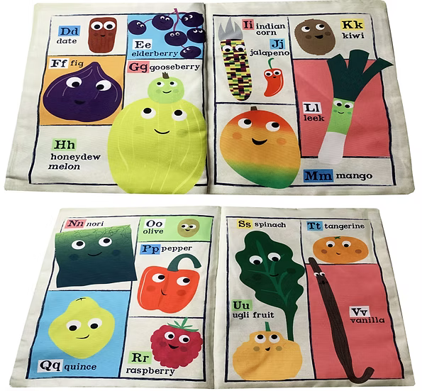 Jo & Nic's Crinkly Cloth Books - Fruit & Vegetable Alphabet - Mabel & Fox
