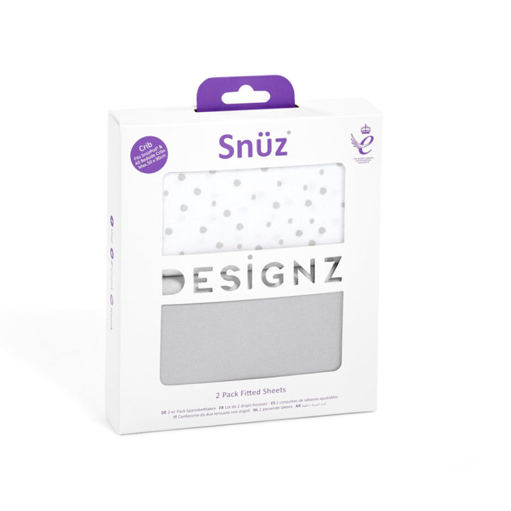 Snuz - Twin Pack Crib Sheets - Grey Spot
