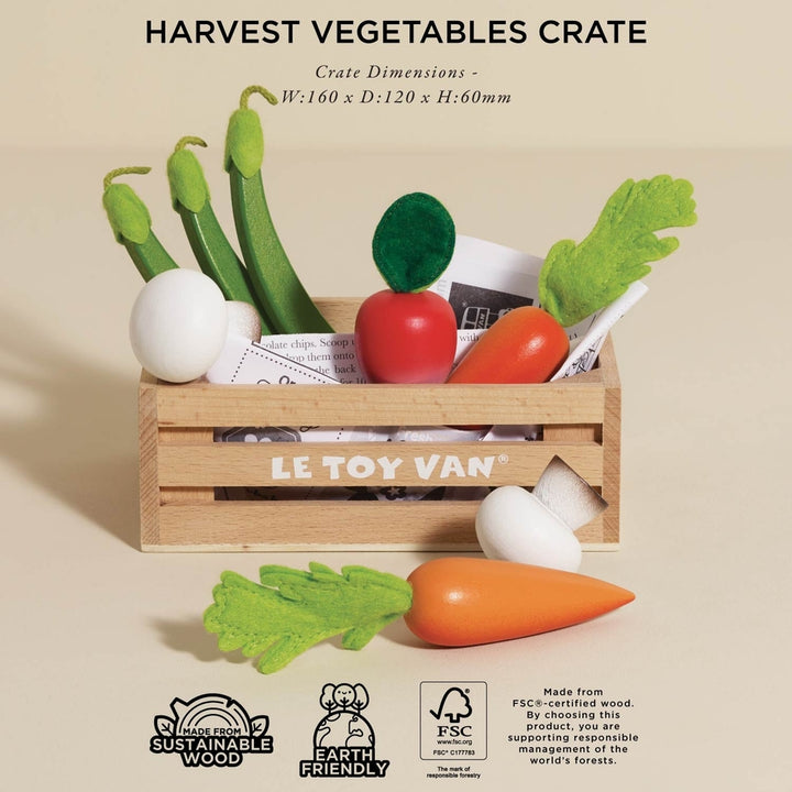 Le Toy Van – Wooden Market Crate – Harvest Vegetables - Mabel & Fox