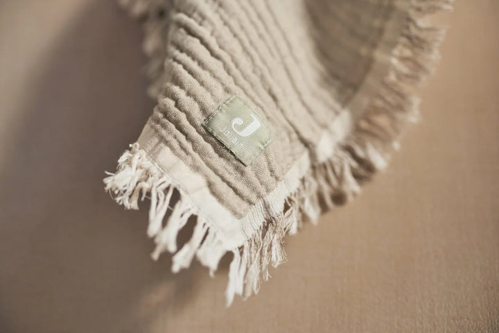 Jollein - Cradle Blanket - Fringe - Moonstone - Olive Green/Ivory