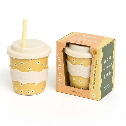 Chino Club – Chino Cup 8oz (Straw Included) – Yellow Daisy - Mabel & Fox