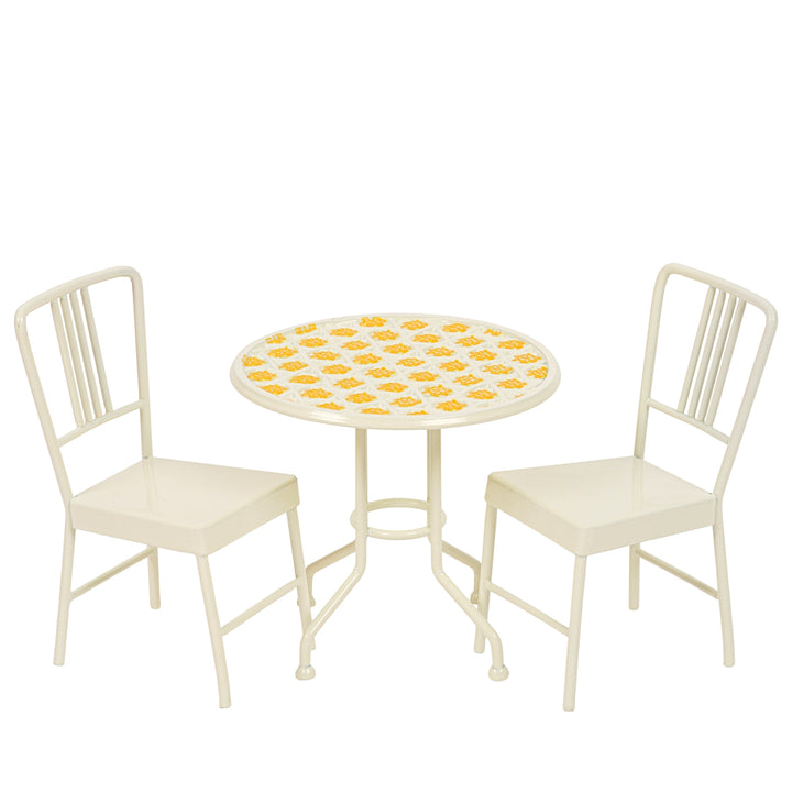 LEVLOVS – Table and Chairs Set – Sunny Yellow Floral Pattern