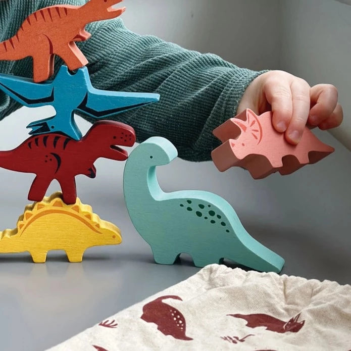 ThreadBear Designs - Wooden Toy - Stacking Dinosaurs