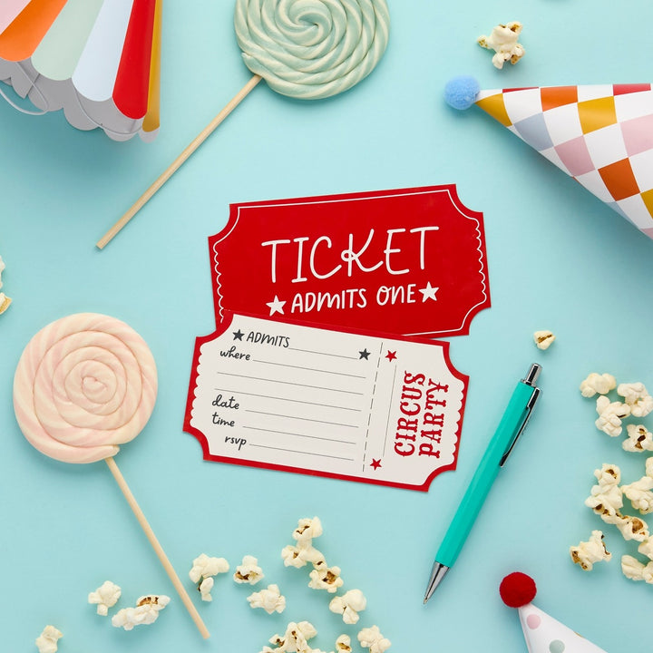 HootyBalloo By Green Club - Circus Party Ticket Invitations - Pack of 8