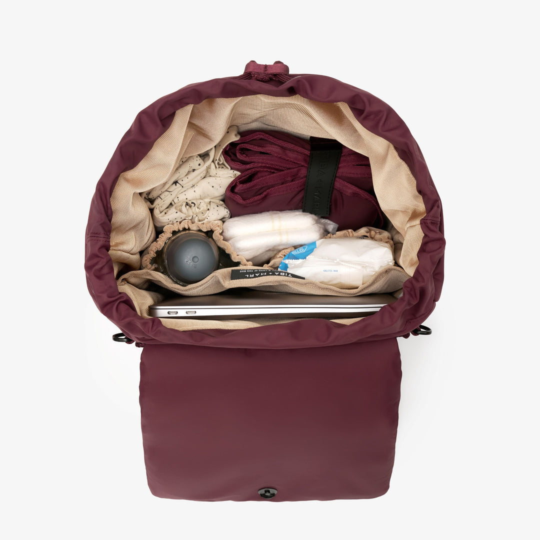 Tiba + Marl - Alto Changing Backpack - Burgundy - Mabel & Fox