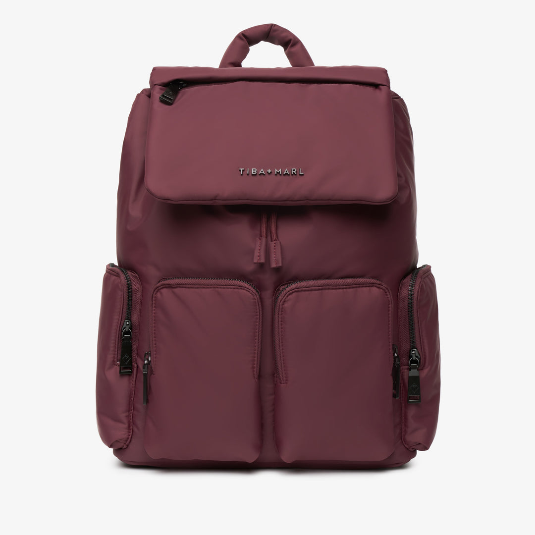 Tiba + Marl - Alto Changing Backpack - Burgundy - Mabel & Fox