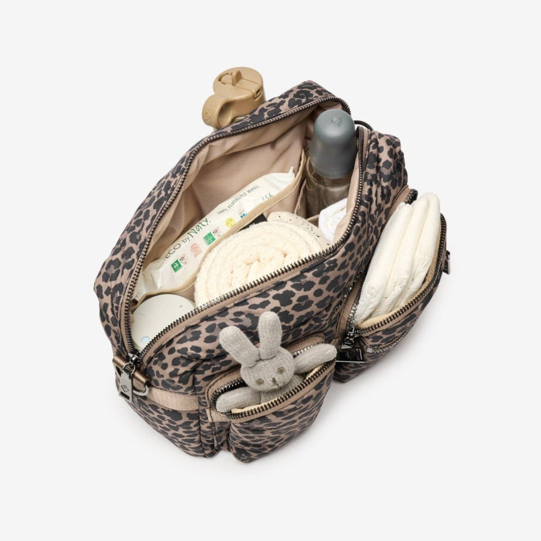 Axel Buggy Organiser / Changing Bag Brown Tonal Leopard - Mabel & Fox