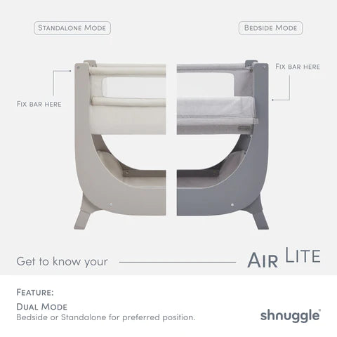 Shnuggle - Air Lite Bedside Crib with Moon Bundle - Taupe