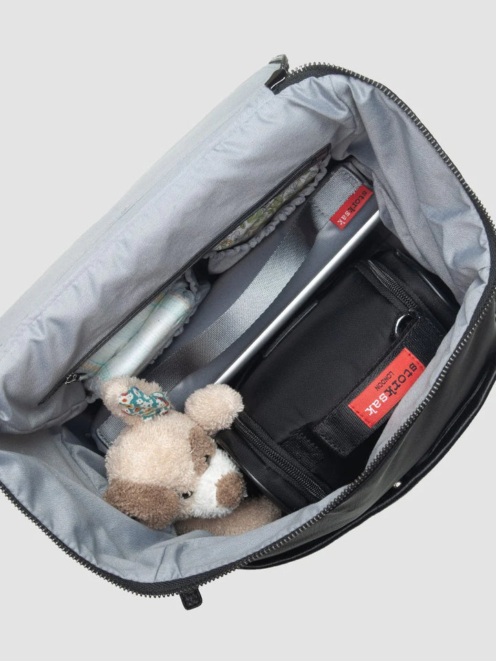 Storksak - Convertible Changing Bag - Alyssa Black with Gunmetal Hardware - Mabel & Fox