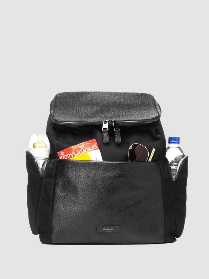 Storksak - Convertible Changing Bag - Alyssa Black with Gunmetal Hardware - Mabel & Fox