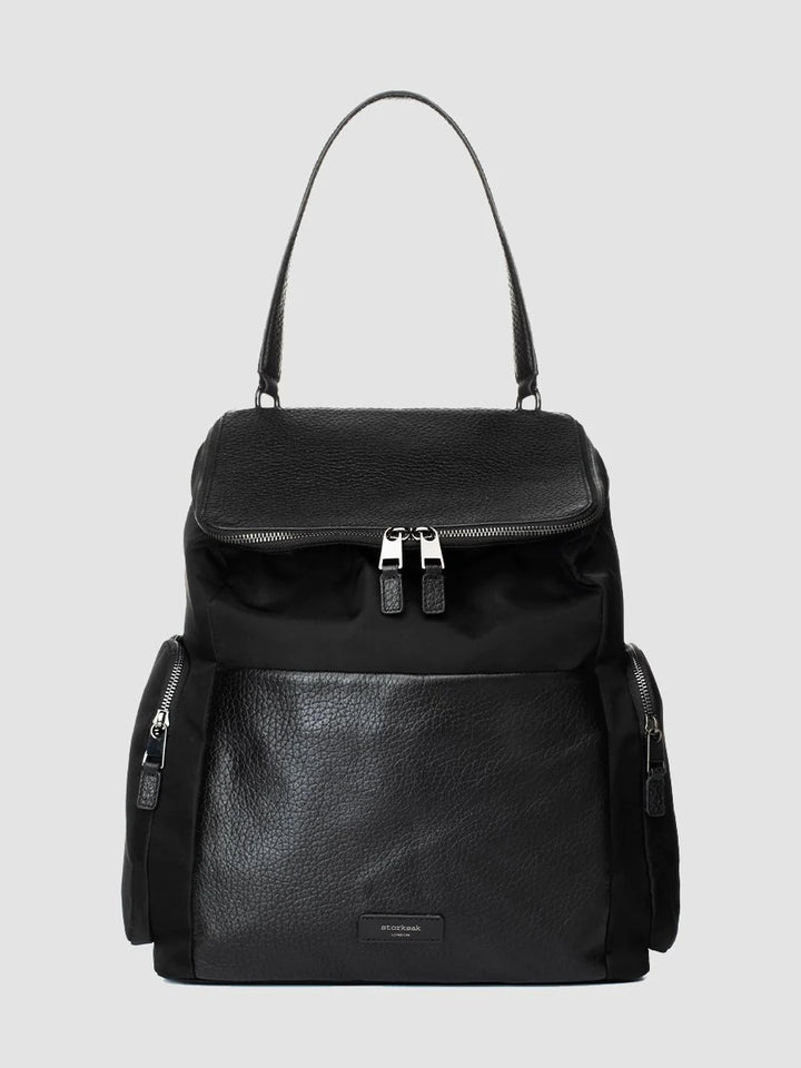 Storksak - Convertible Changing Bag - Alyssa Black with Gunmetal Hardware - Mabel & Fox