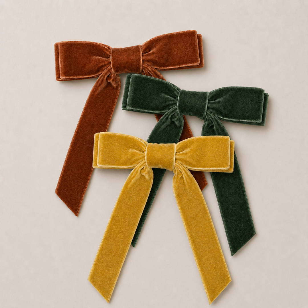 Mabel & Fox - Hair Bow Clips - Autumn Velvet (3pcs)