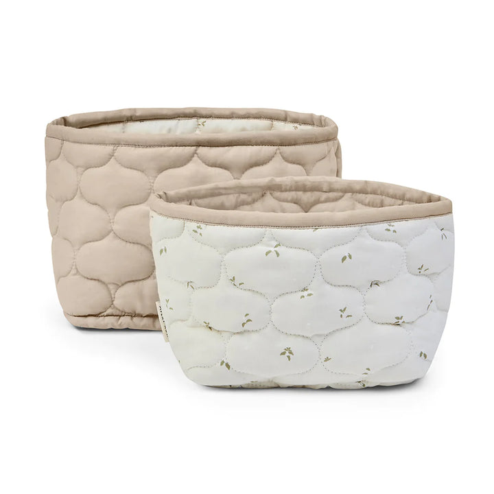 Avery Row - Quilted Storage Basket - Nettle scatter (2 Pack)