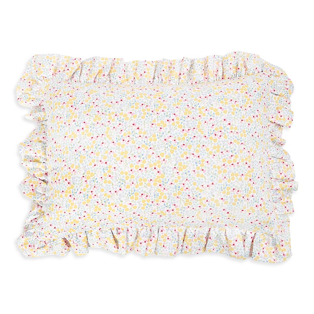 Avery Row - Rectangle Linen Frill Cushion - Wildflower Garden