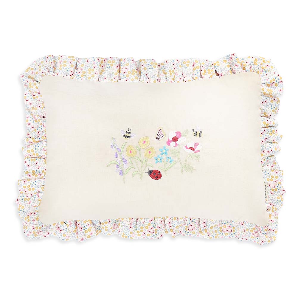 Avery Row - Rectangle Linen Frill Cushion - Wildflower Garden