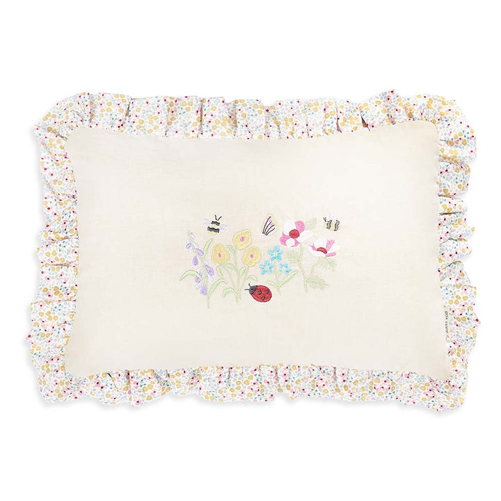 Avery Row - Rectangle Linen Frill Cushion - Wildflower Garden
