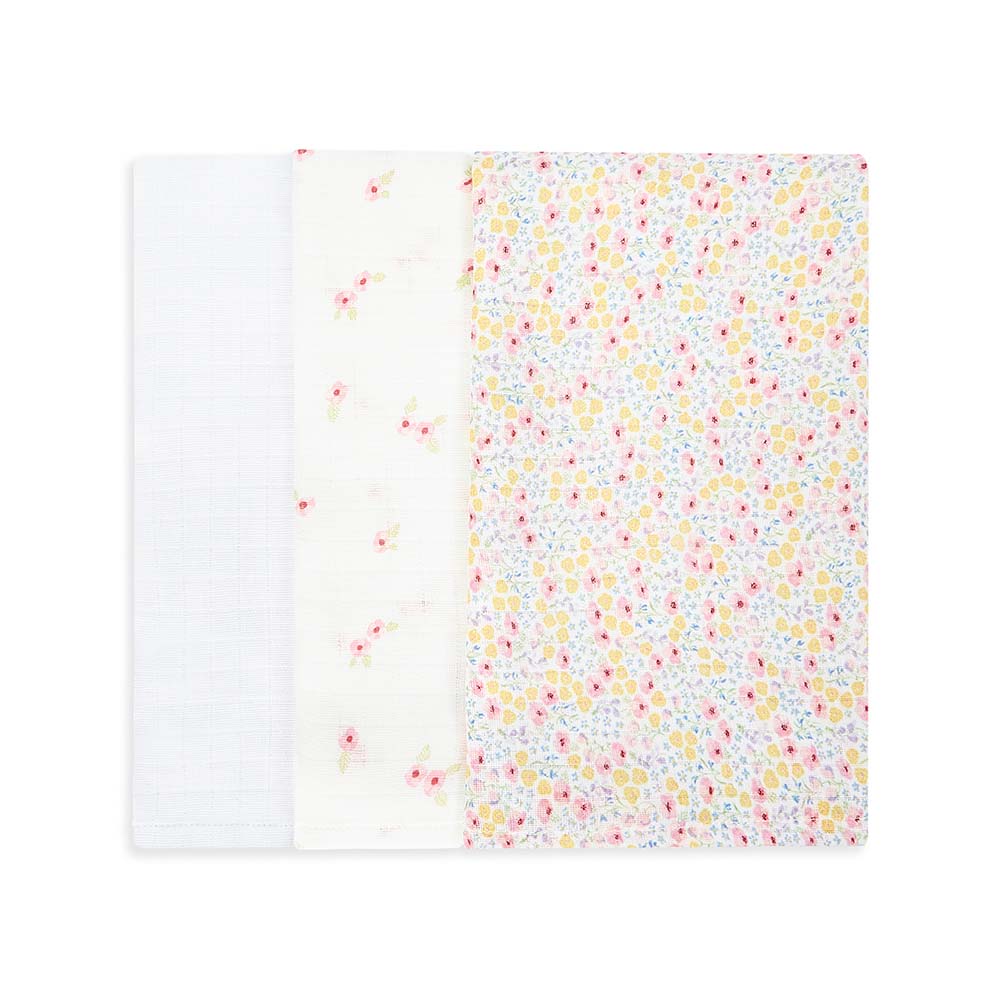 Avery Row - Organic Baby Muslin Square Set - Anemone