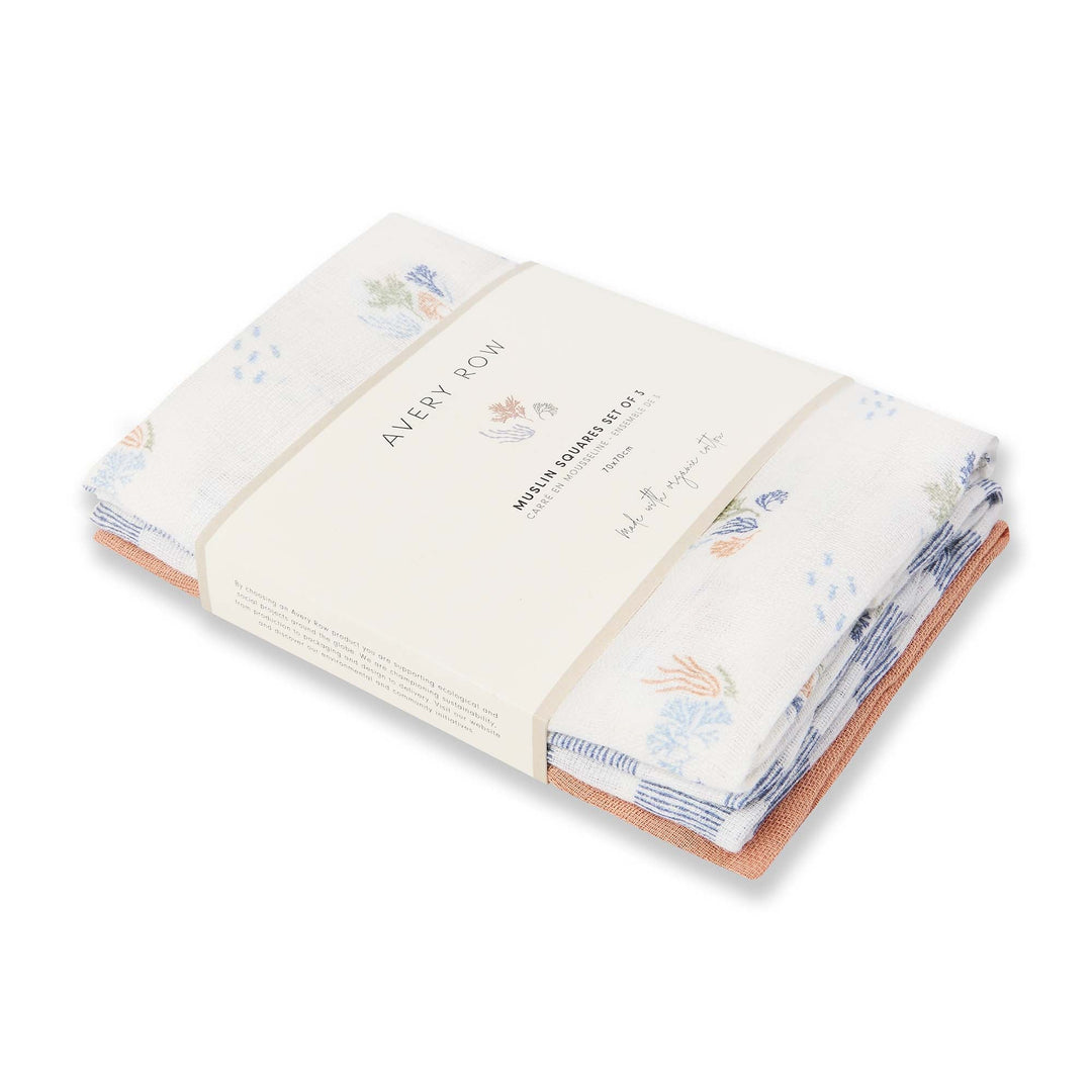 Avery Row - Organic Baby Muslin Square Set - Coastline