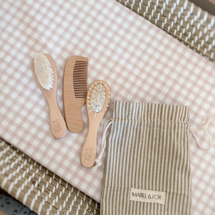 Mabel & Fox -  Basket Changing Mat - Blush Gingham